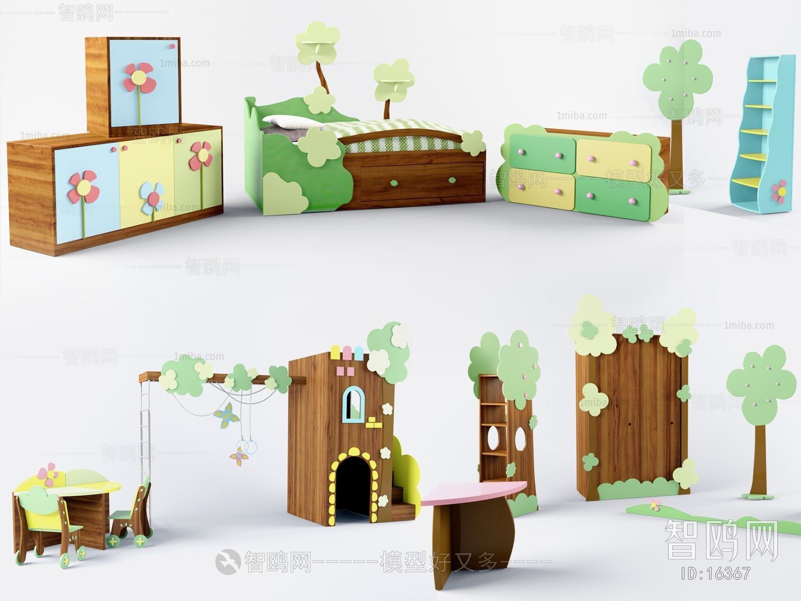 现代田园儿童幼儿园儿童柜儿童桌/儿童椅儿童家具