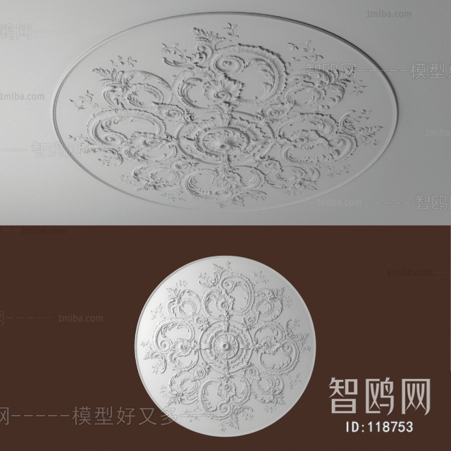 European Style Plaster Carved Top Plate