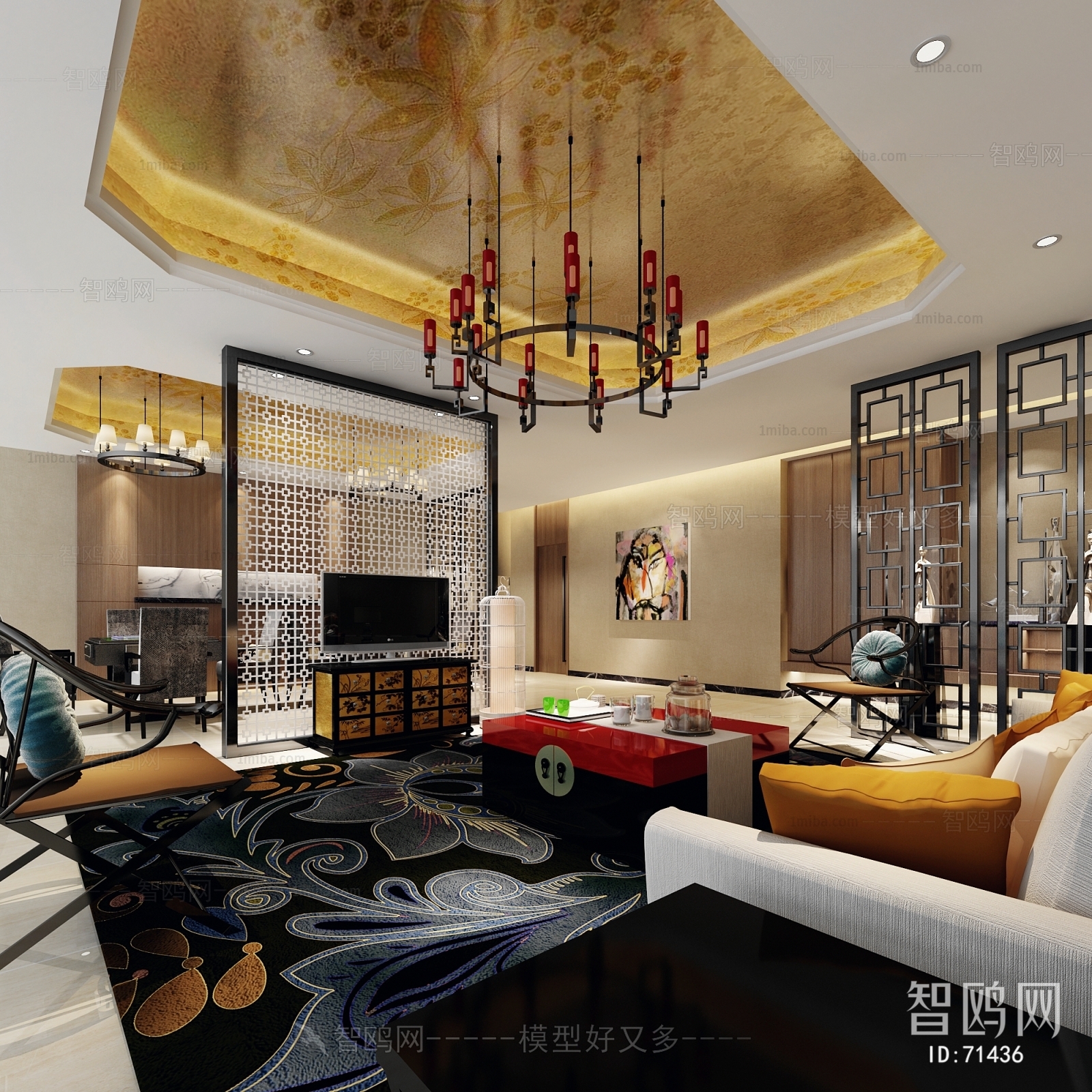 New Chinese Style A Living Room