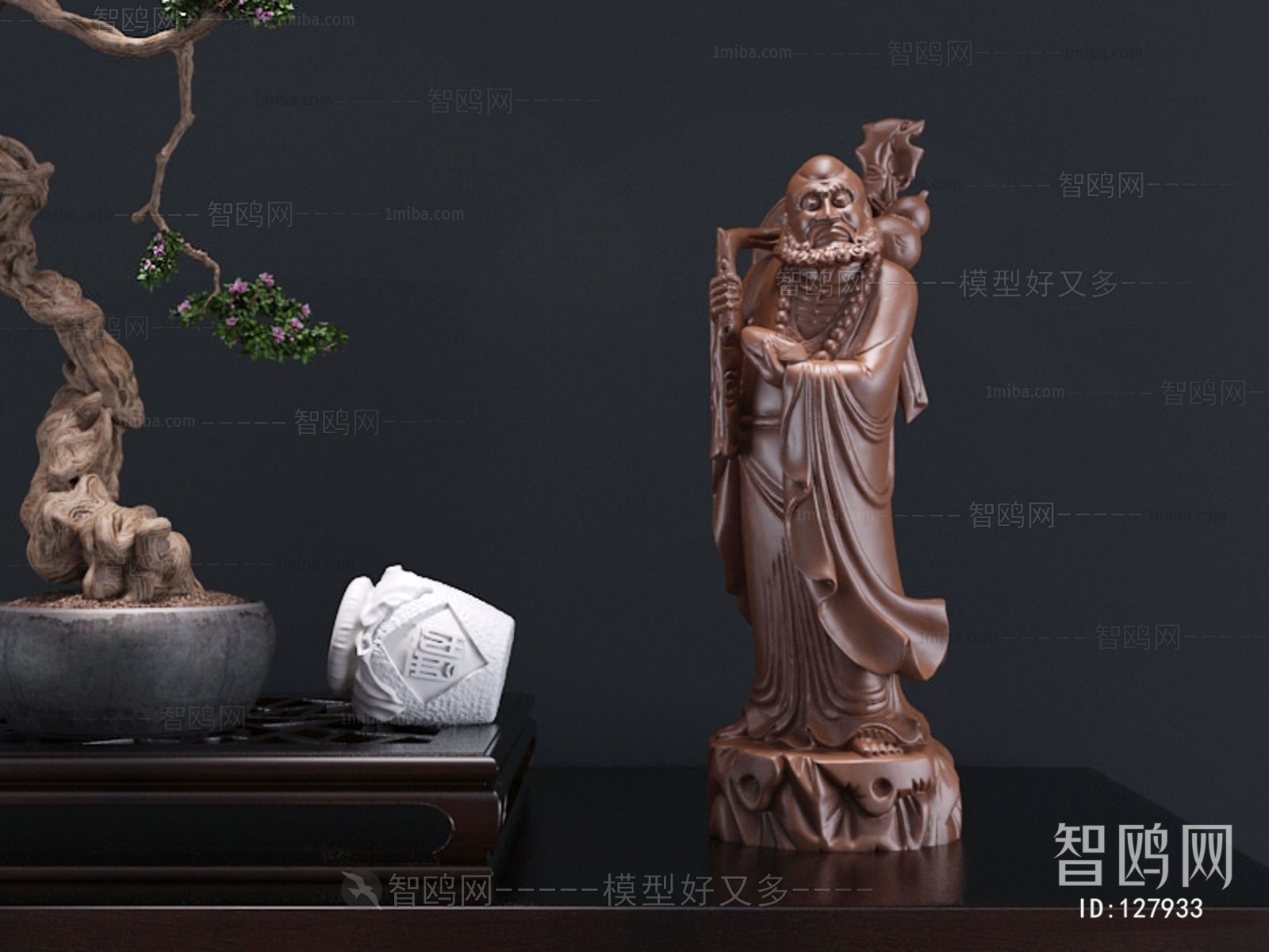 中式精致雕塑摆件