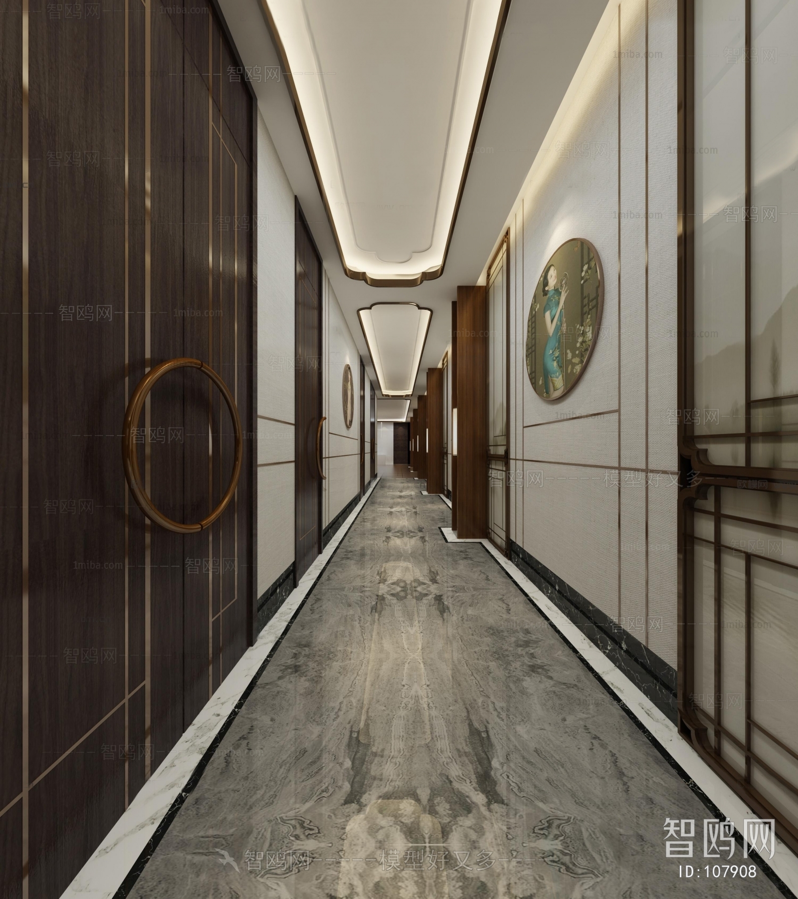 New Chinese Style Corridor Elevator Hall