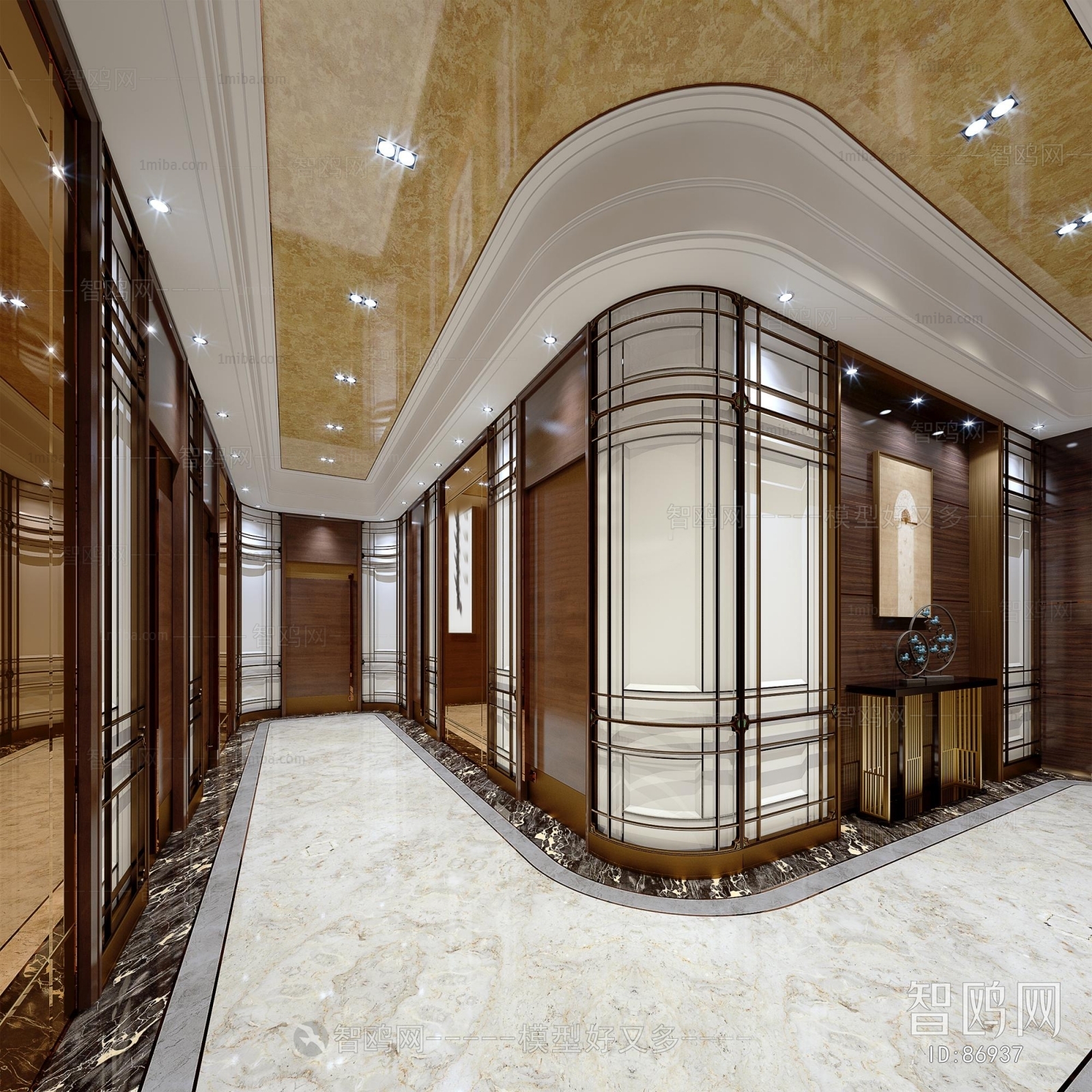 New Chinese Style Corridor Elevator Hall