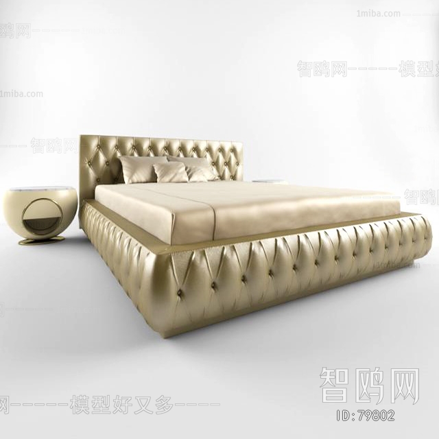 Simple European Style Double Bed