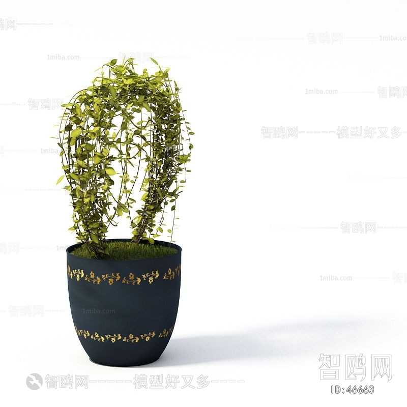 Modern Potted Green Plant