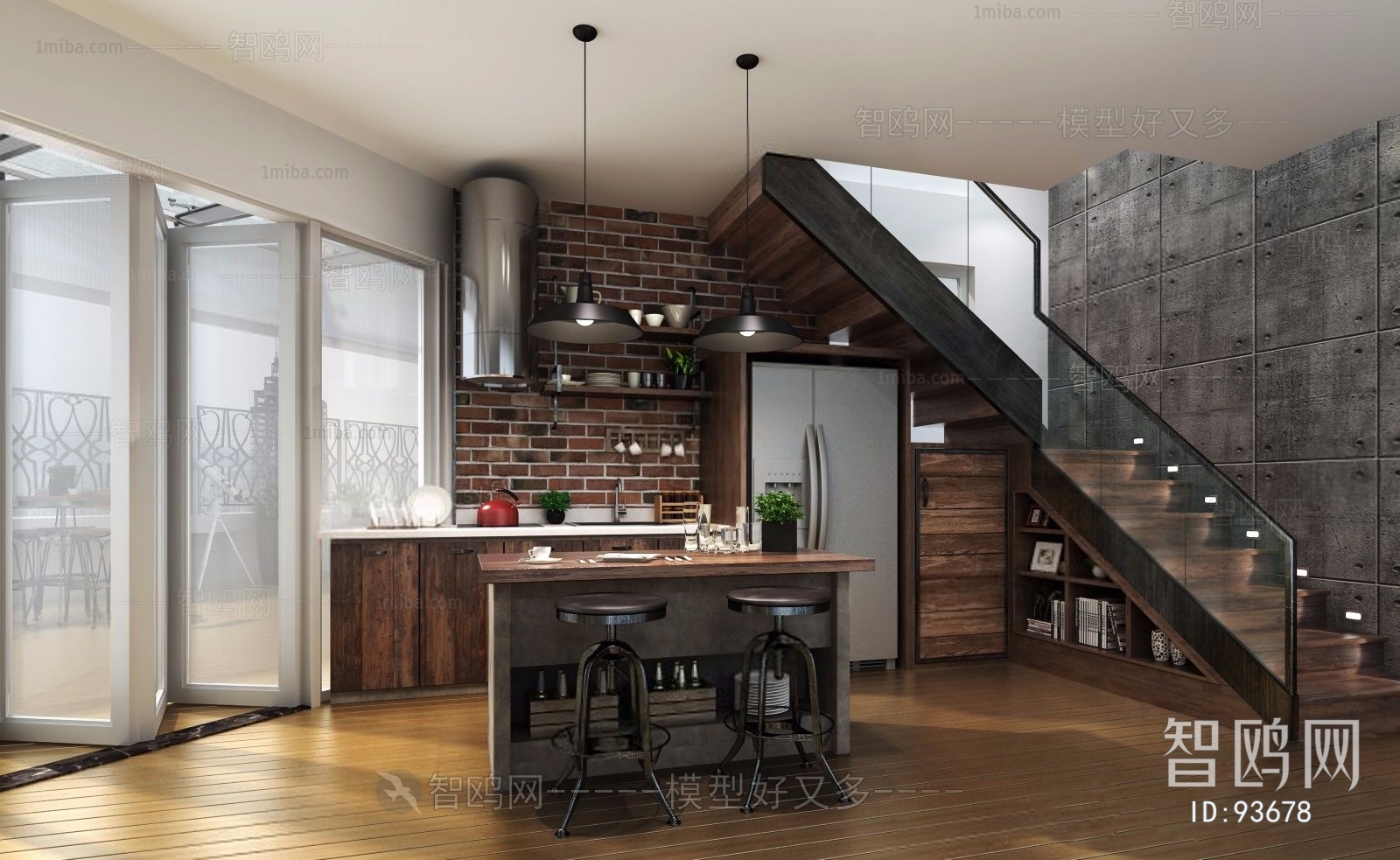 LOFT Industrial Style Open Kitchen