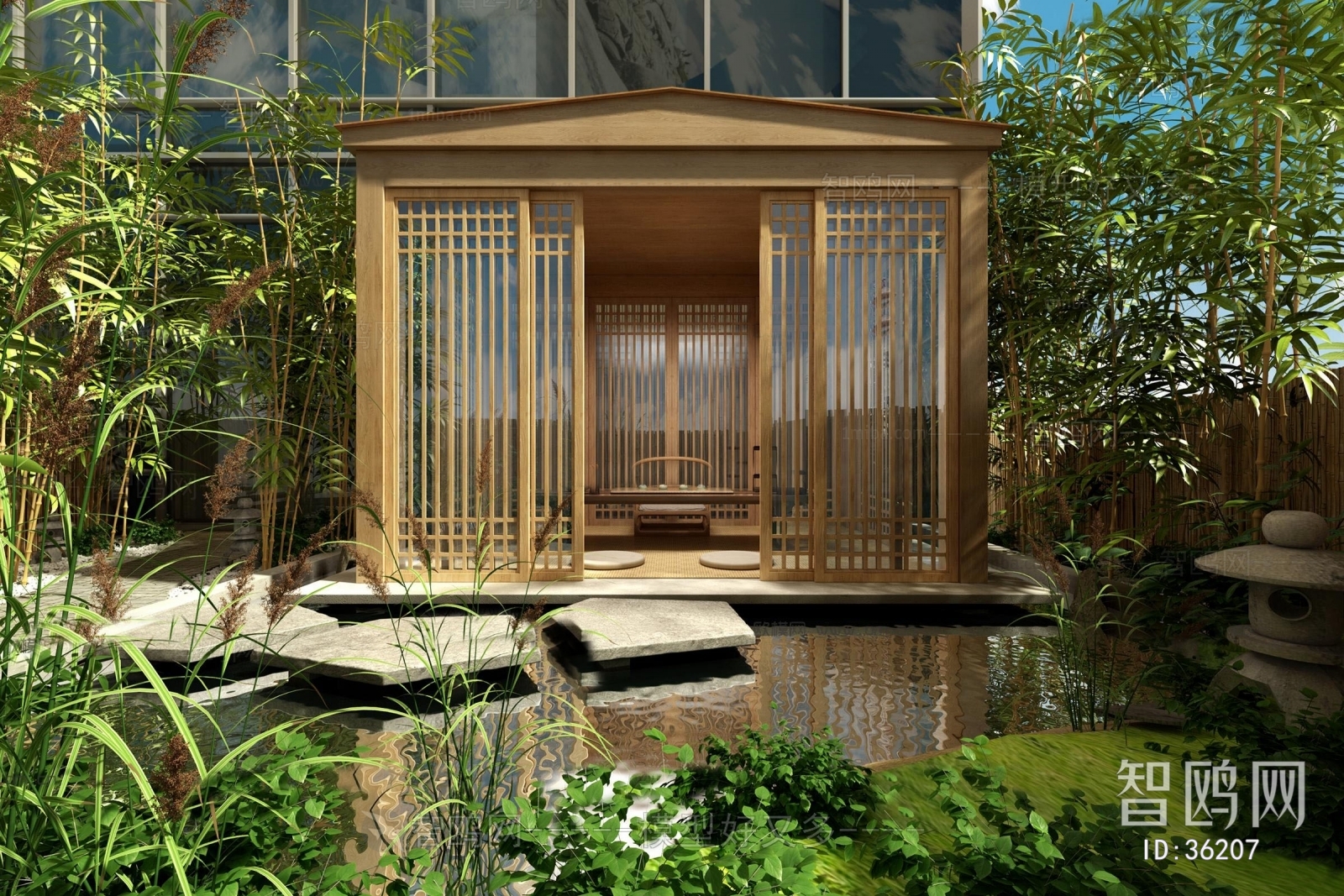 新中式园林庭院/景观户外茶室