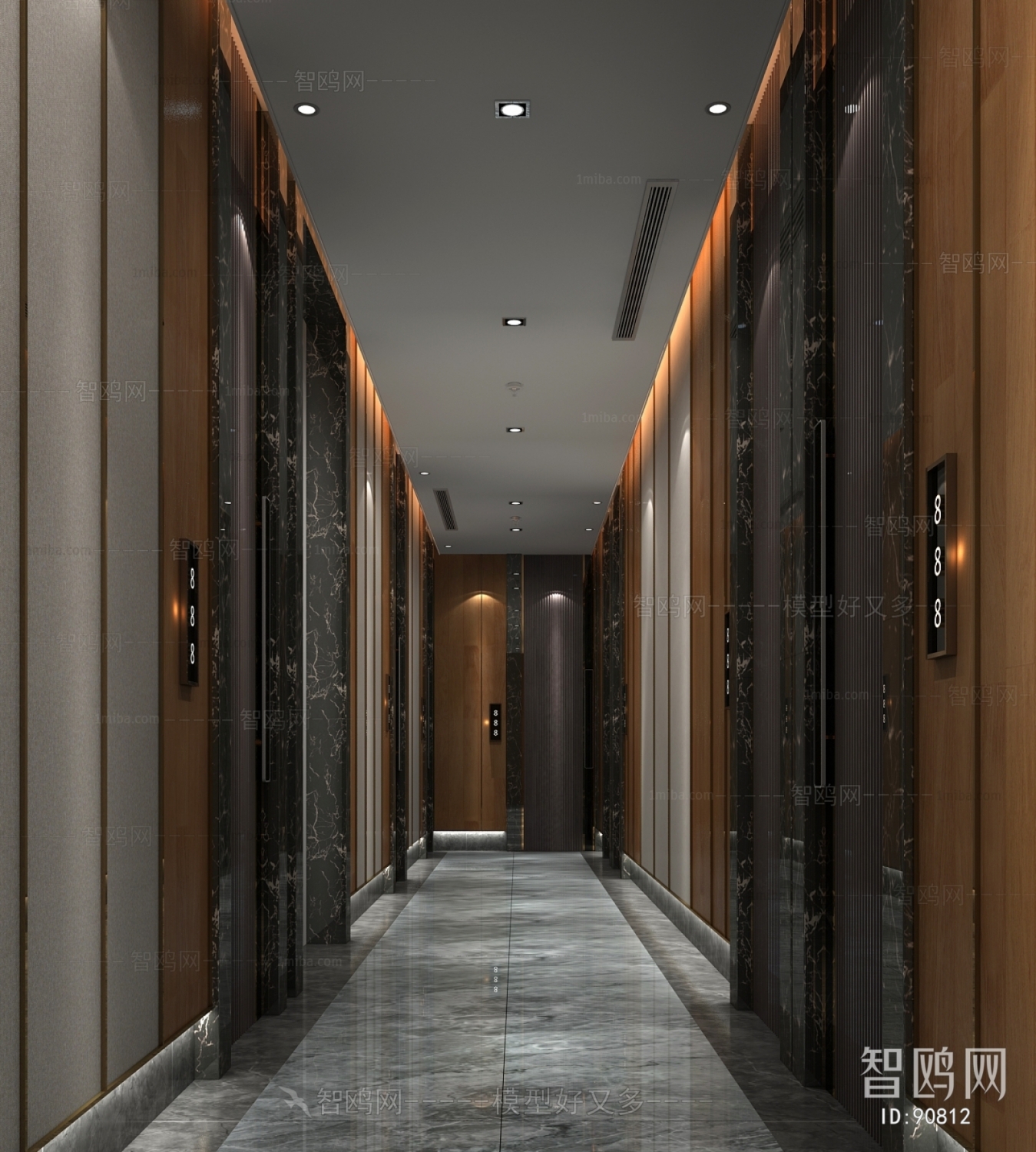 New Chinese Style Corridor Elevator Hall