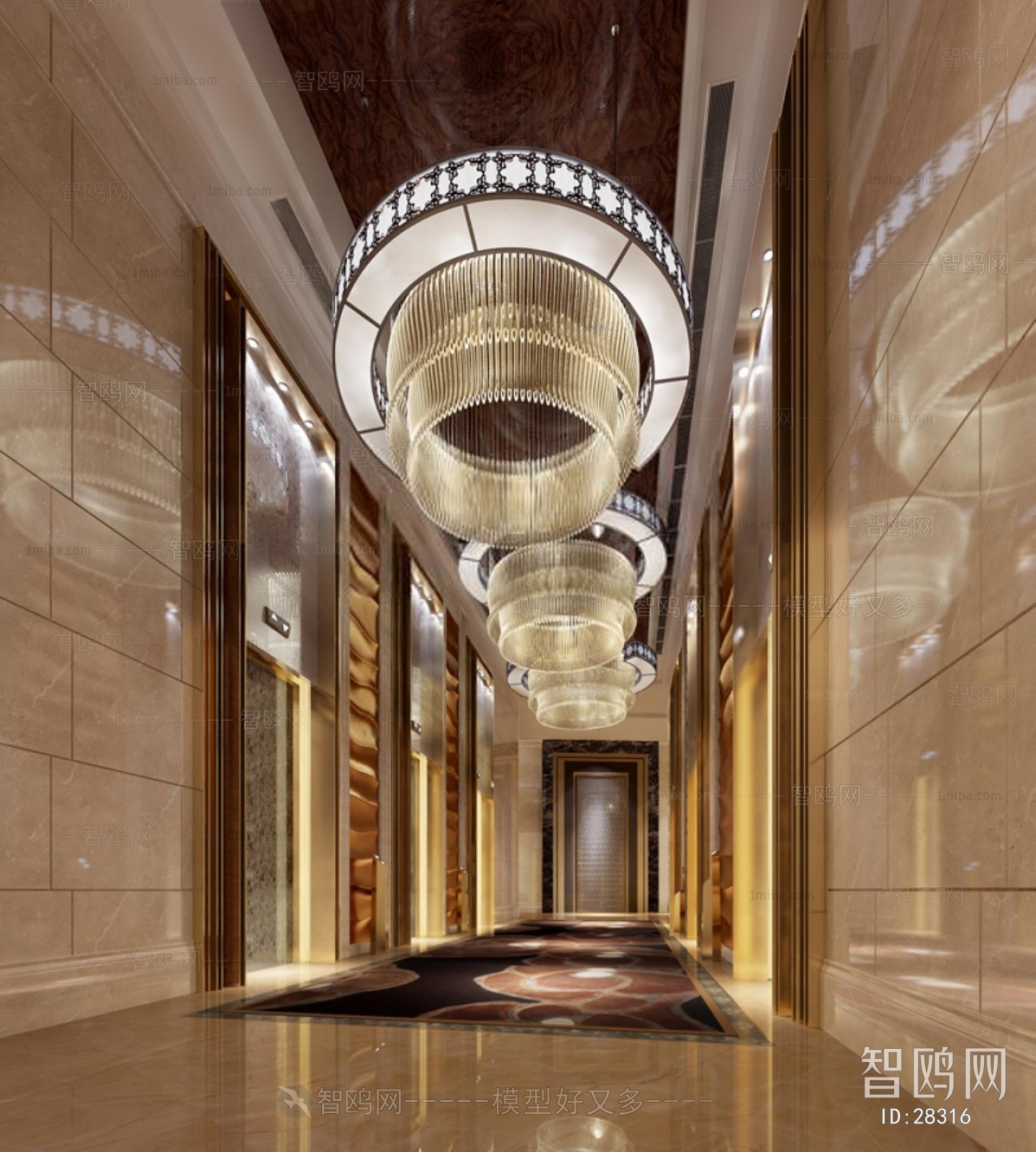 现代酒店走廊电梯厅