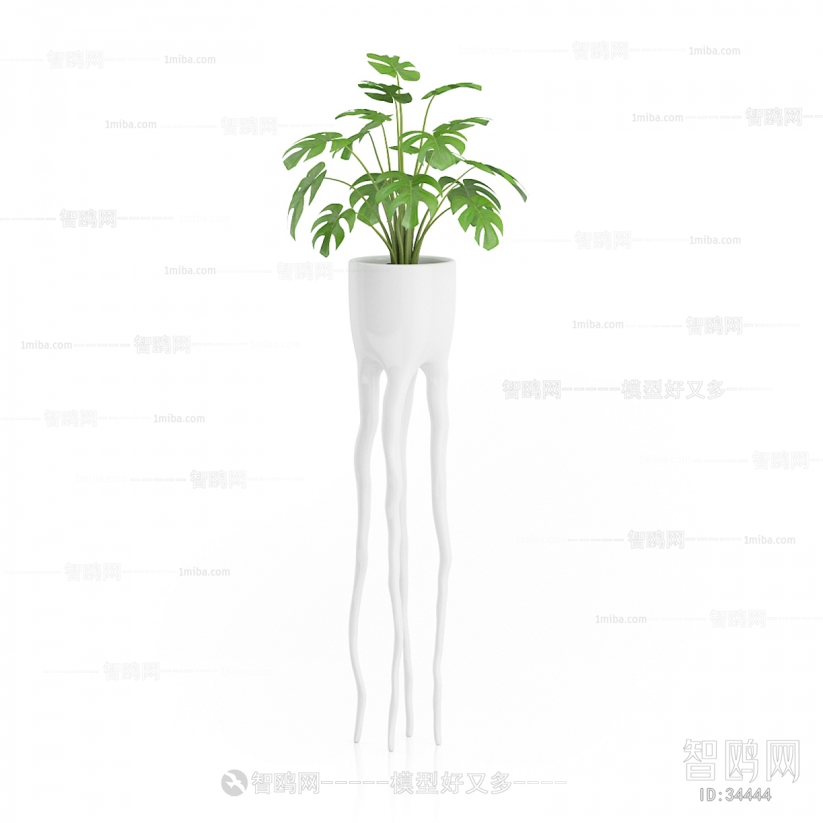 Modern Potted Green Plant