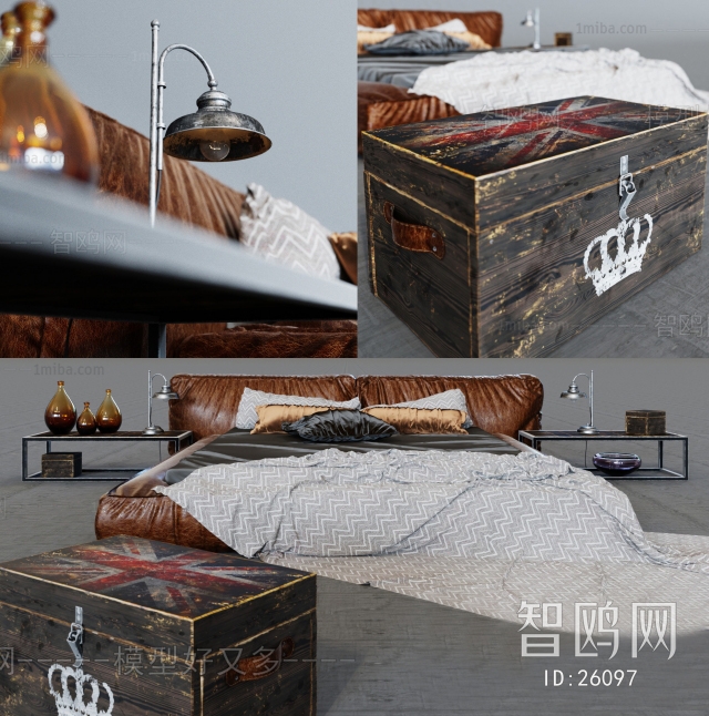 Modern Industrial Style Double Bed