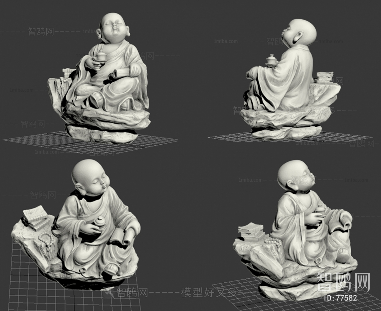 新中式茶趣小佛雕塑
