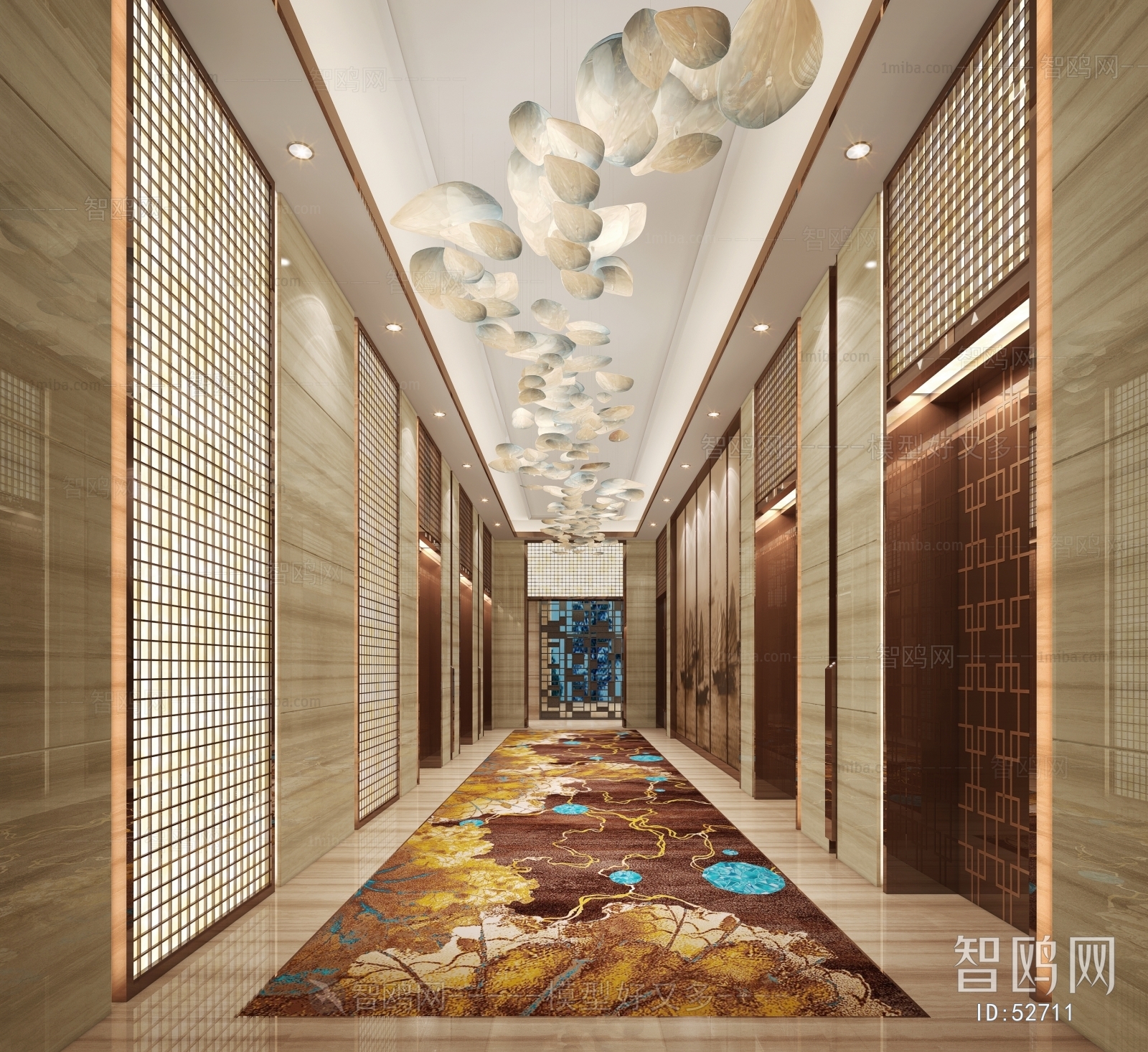 New Chinese Style Corridor Elevator Hall