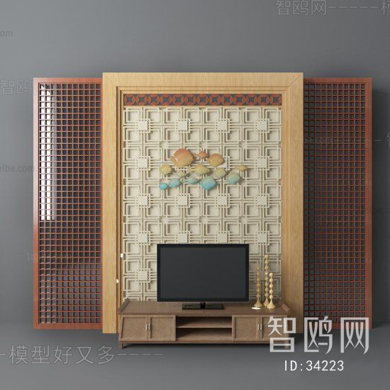 New Chinese Style TV Wall