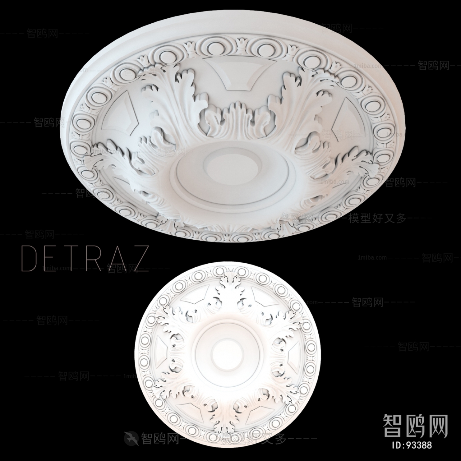 European Style Plaster Carved Top Plate