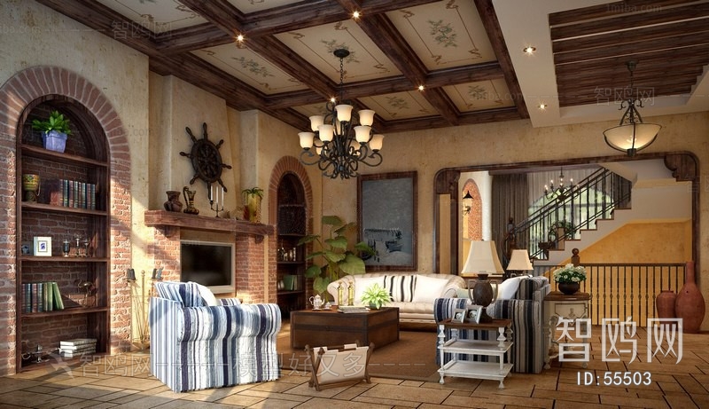 American Style Country Style A Living Room