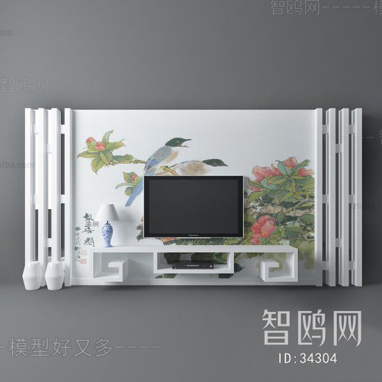 New Chinese Style TV Wall