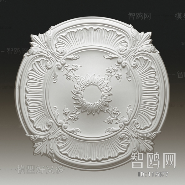 European Style Plaster Carved Top Plate