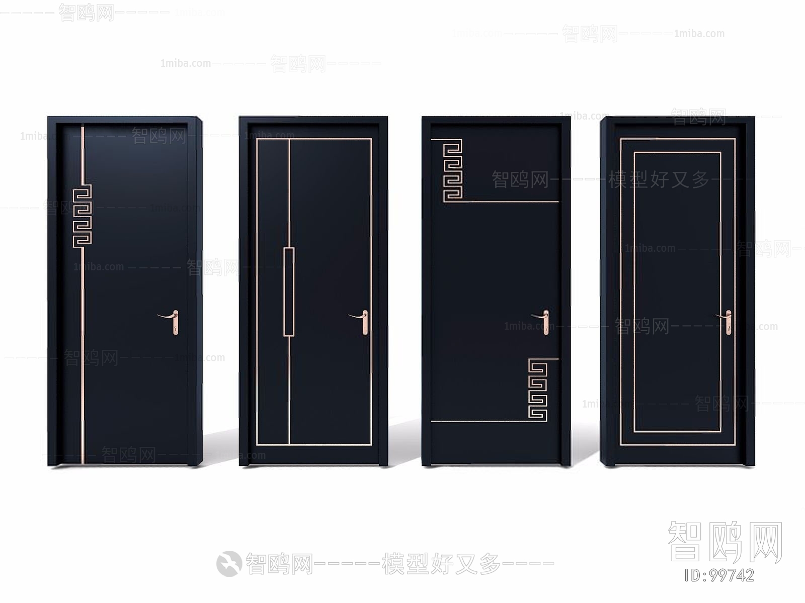 New Chinese Style Solid Wood Door