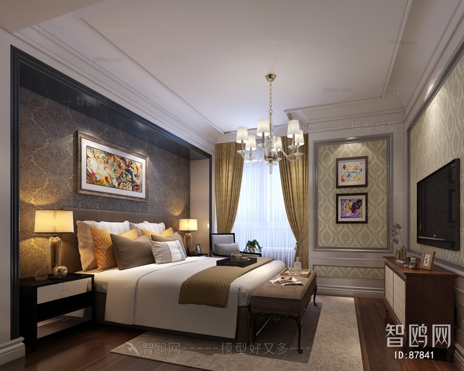 Simple European Style Bedroom