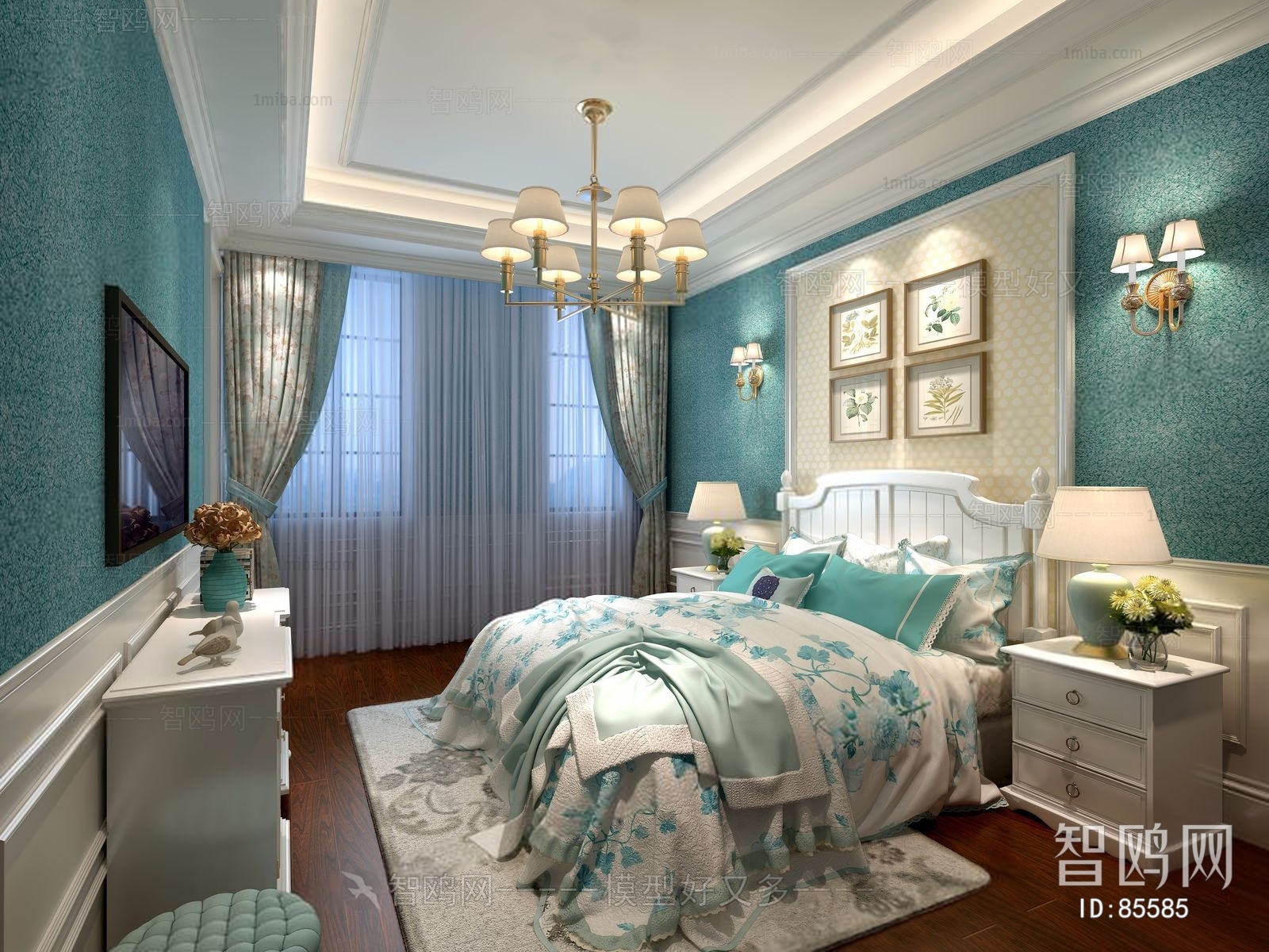 American Style Idyllic Style Bedroom