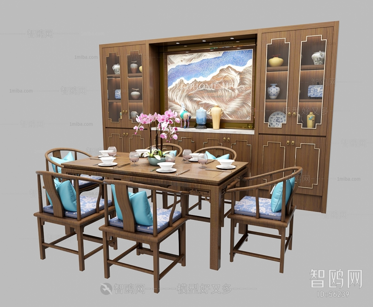 新中式餐桌椅酒柜