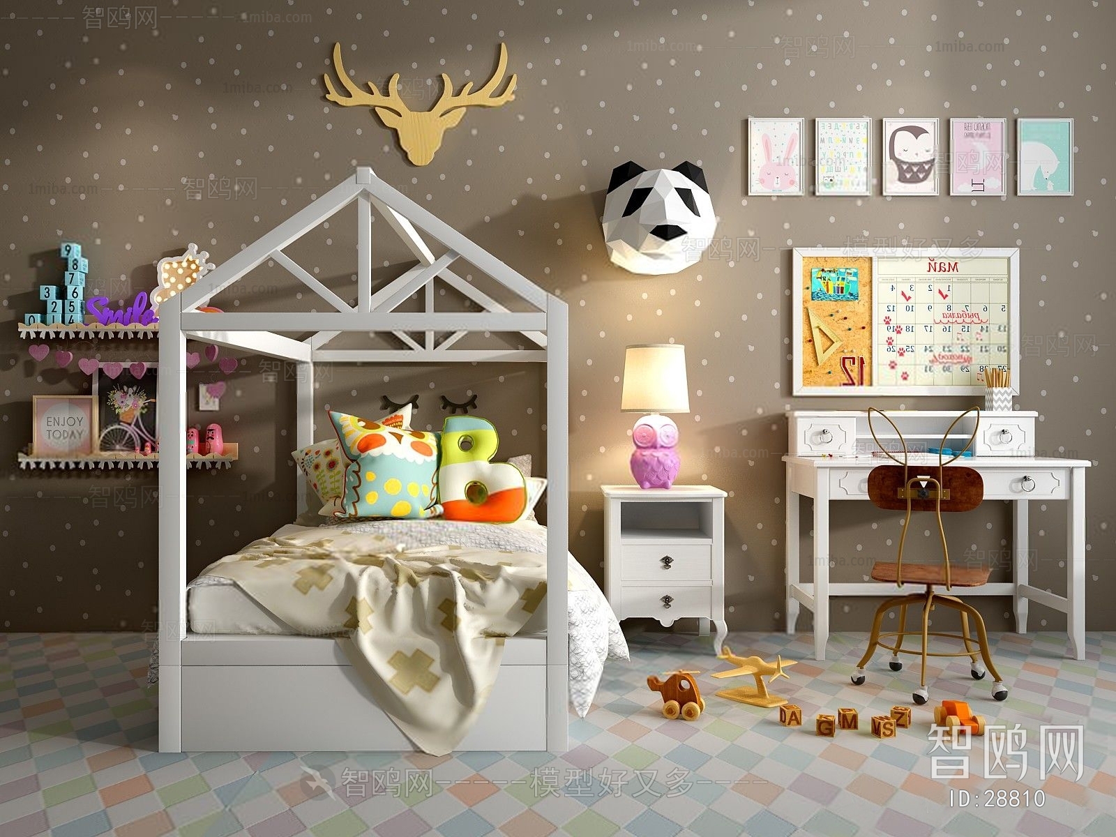 现代简欧儿童房儿童床