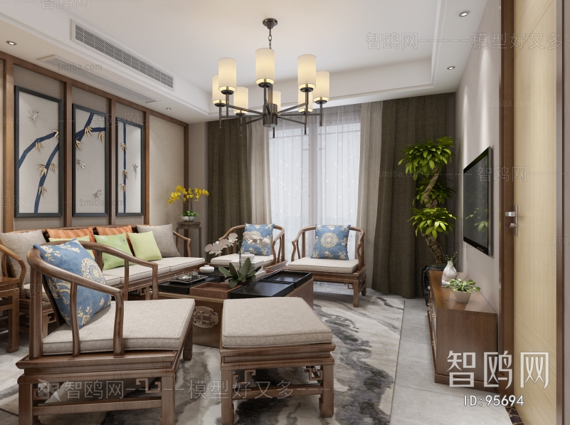 New Chinese Style A Living Room