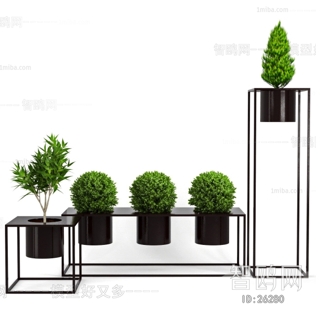 Modern Potted Green Plant