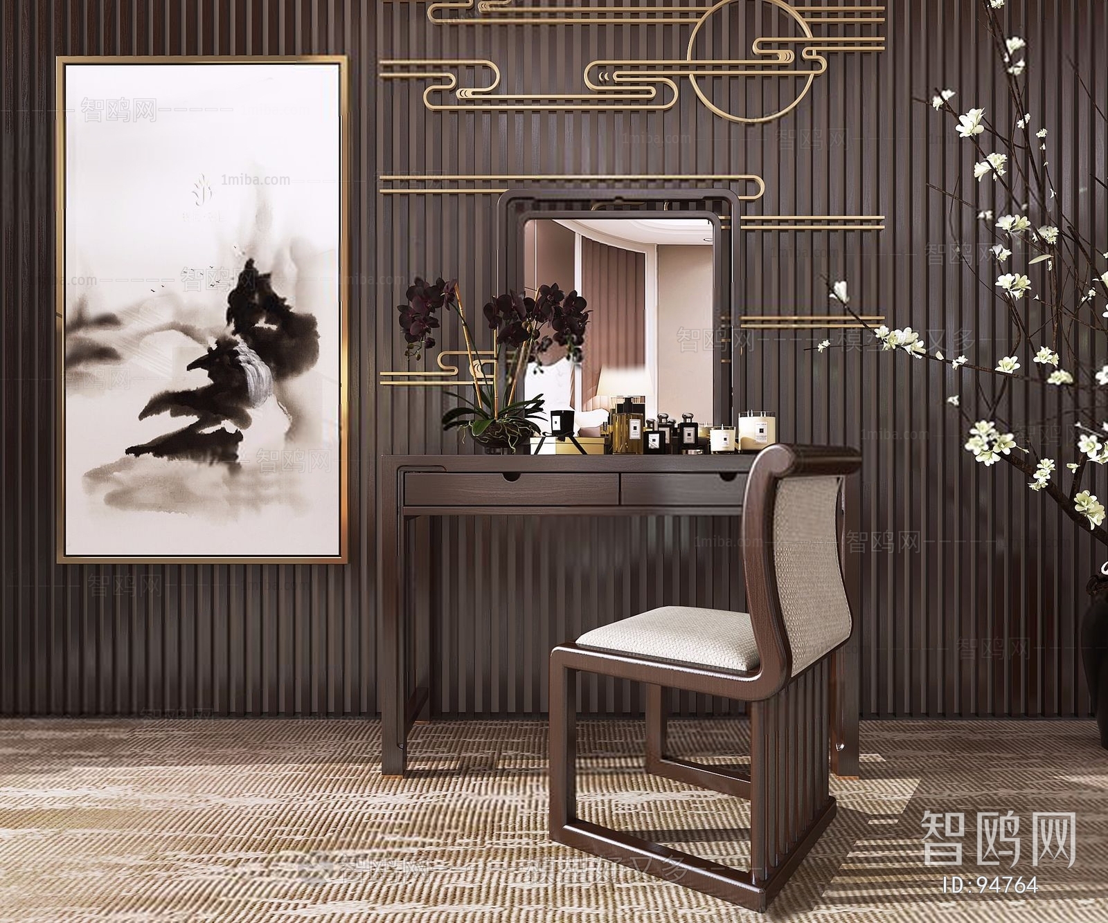 新中式梳妆台单椅