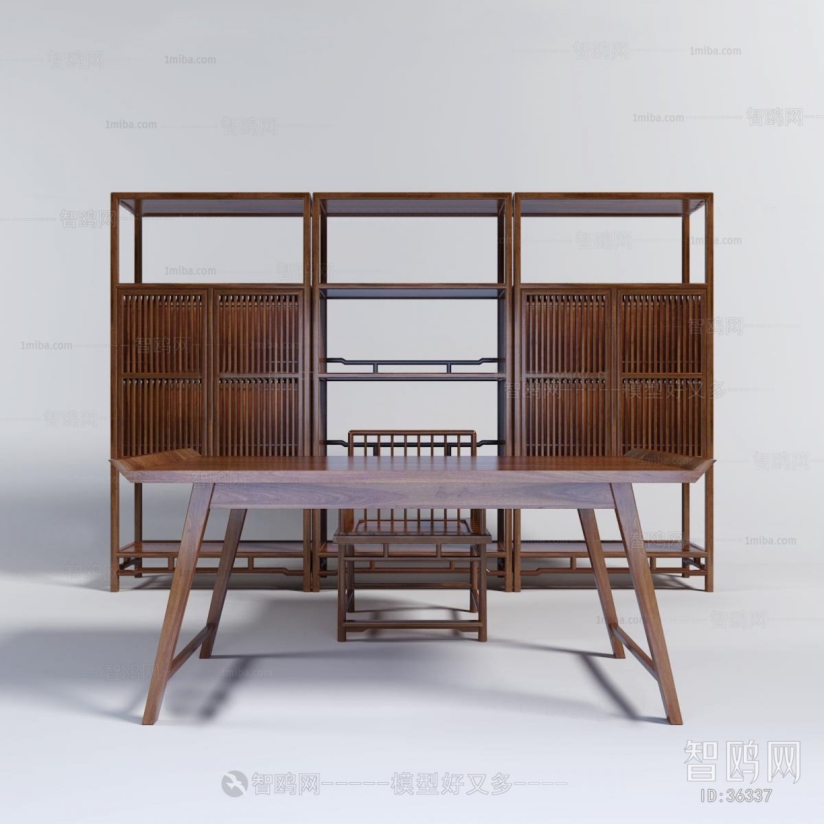 新中式书桌椅装饰柜
