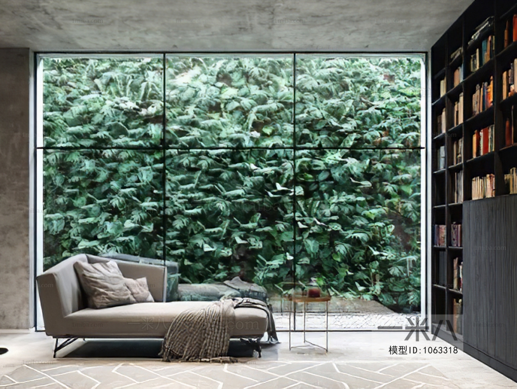 现代流行现代绿植墙室内