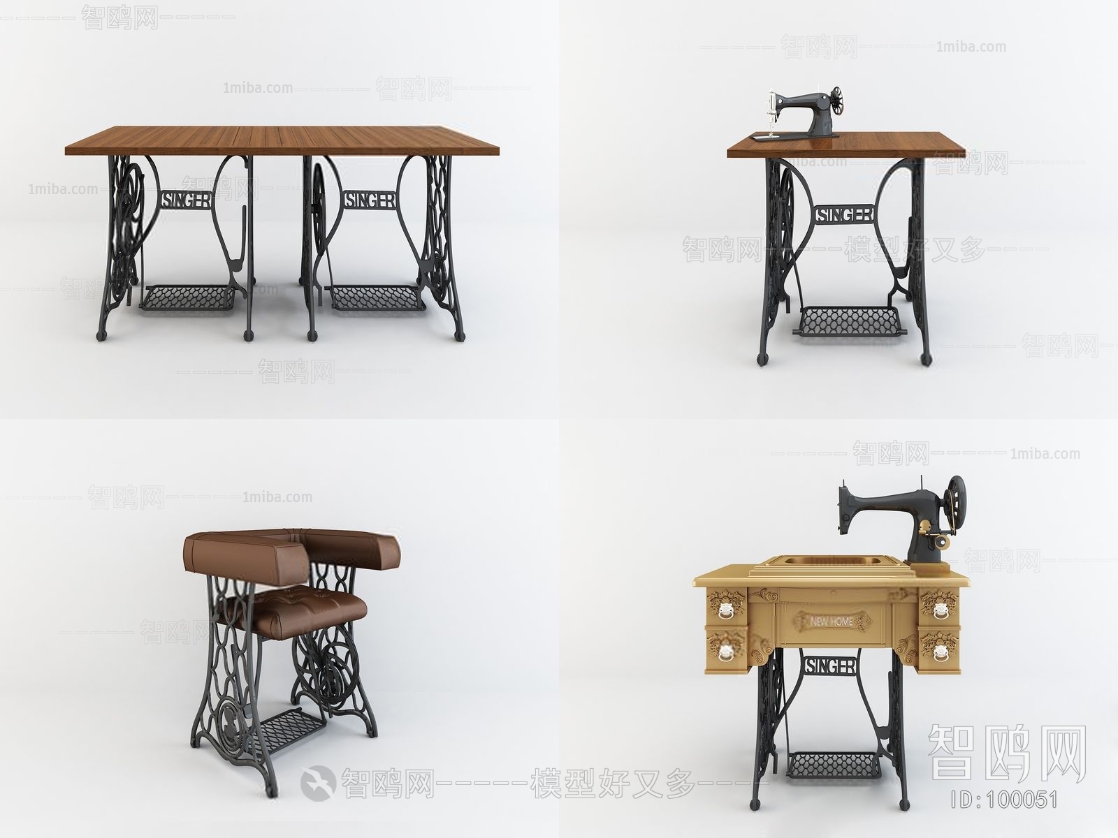 工业风缝纫机桌椅
