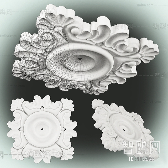 European Style Plaster Carved Top Plate