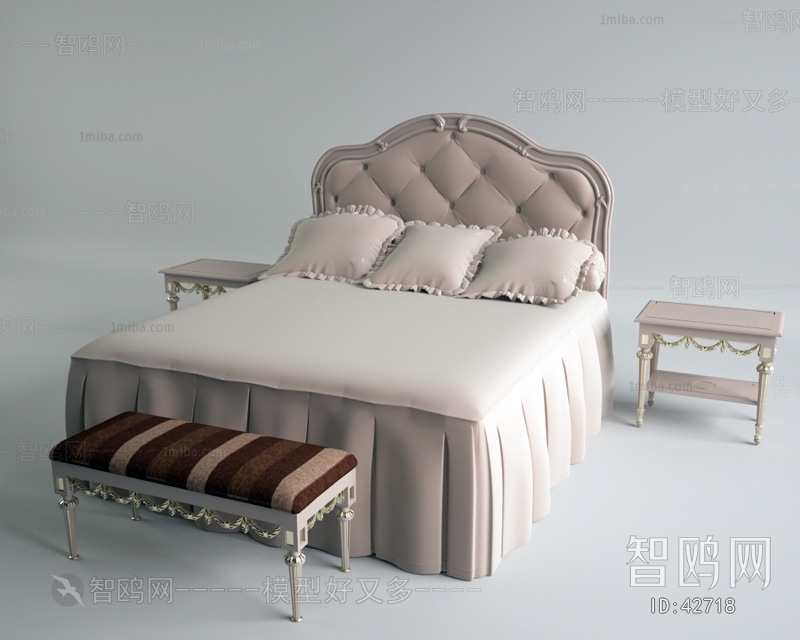 Simple European Style Double Bed