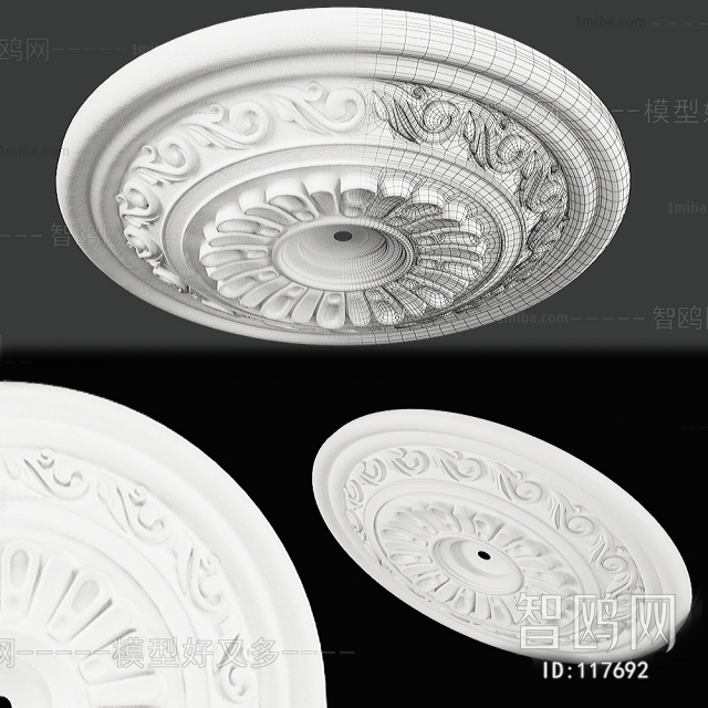 European Style Plaster Carved Top Plate