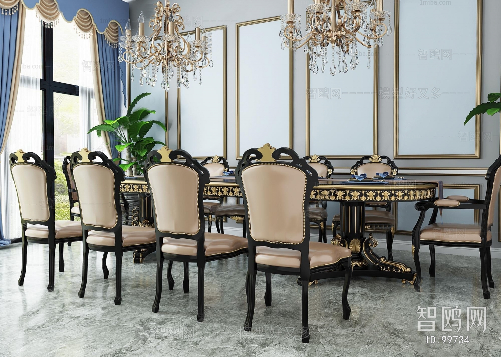 European Style New Classical Style Dining Table And Chairs