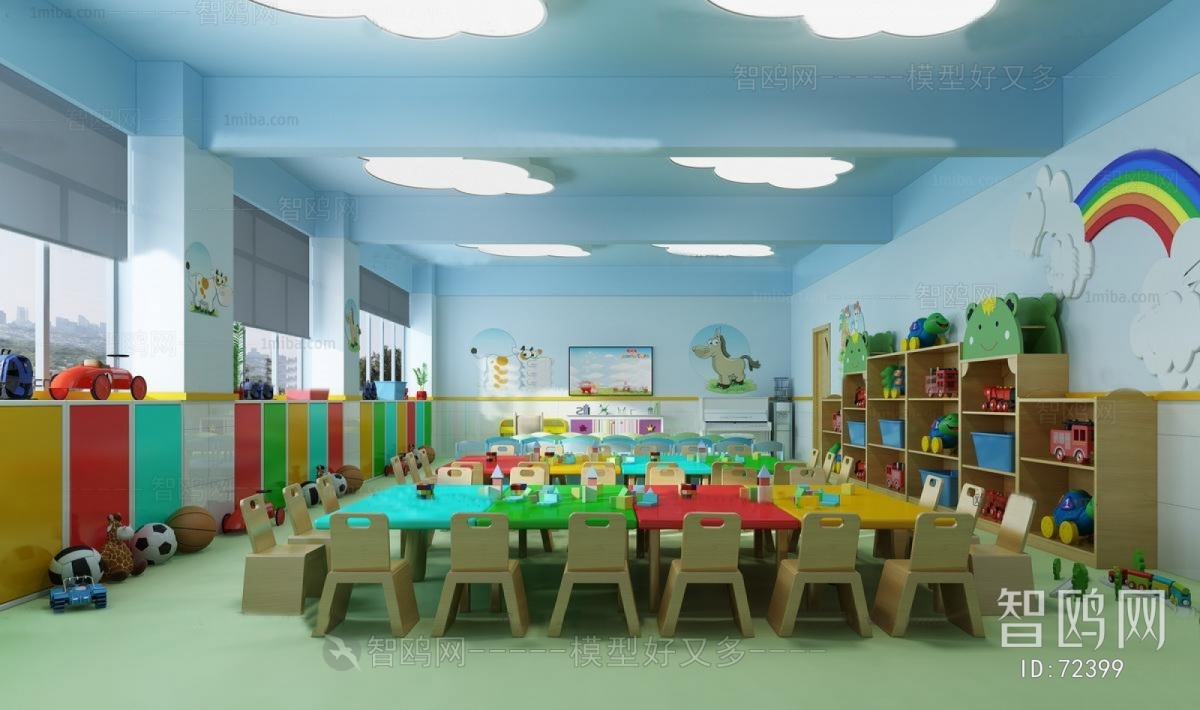 现代儿童幼儿园教室活动室