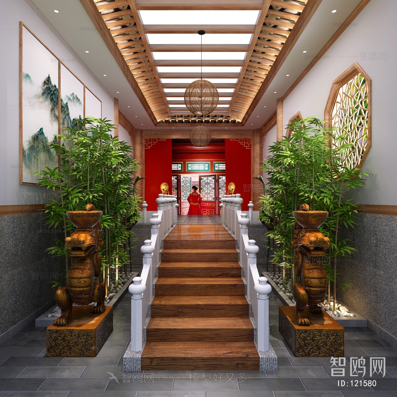 New Chinese Style Corridor Elevator Hall