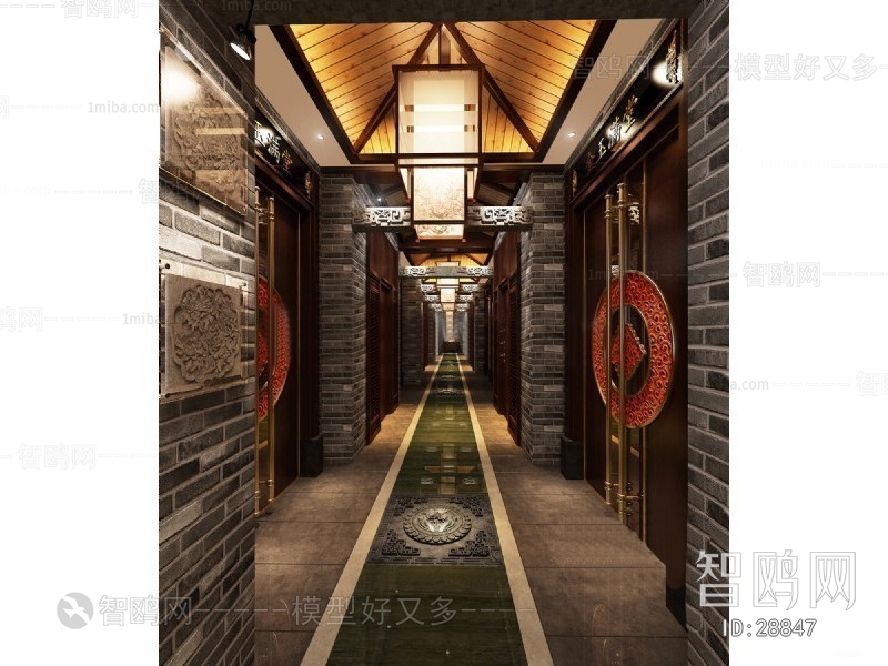 Chinese Style New Chinese Style Corridor Elevator Hall
