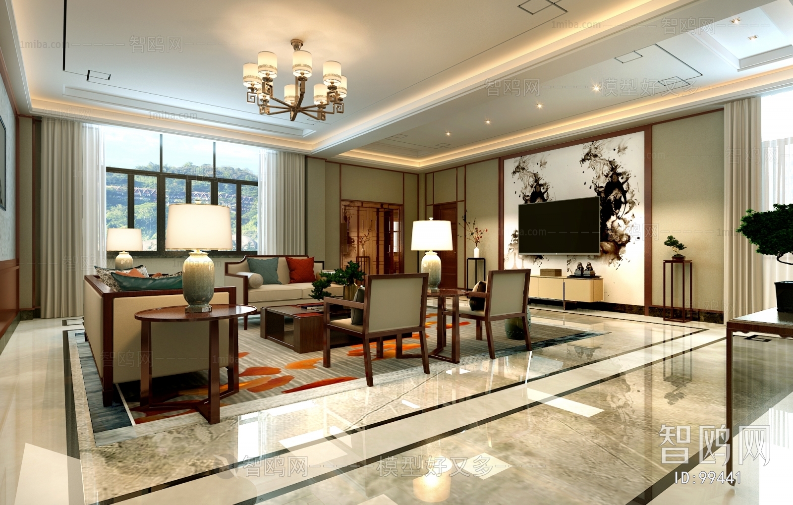 New Chinese Style A Living Room