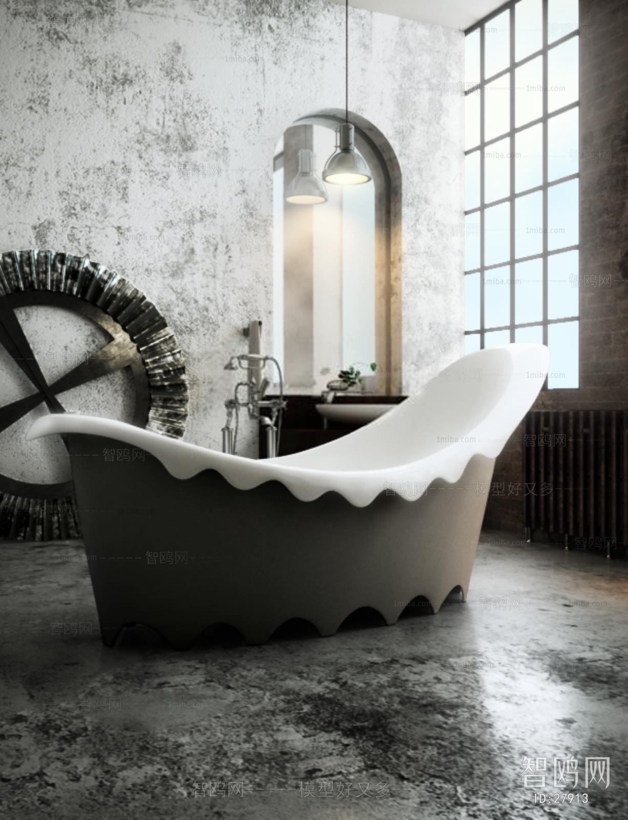 现代工业风浴缸