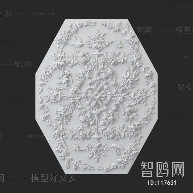 European Style Plaster Carved Top Plate