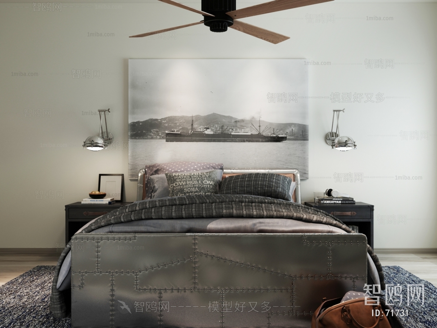 Industrial Style Double Bed