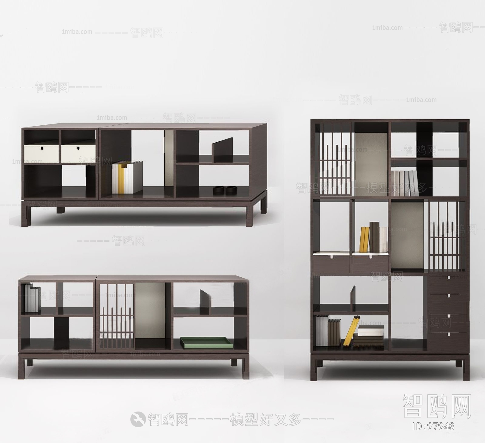 新中式电视柜书柜装饰柜