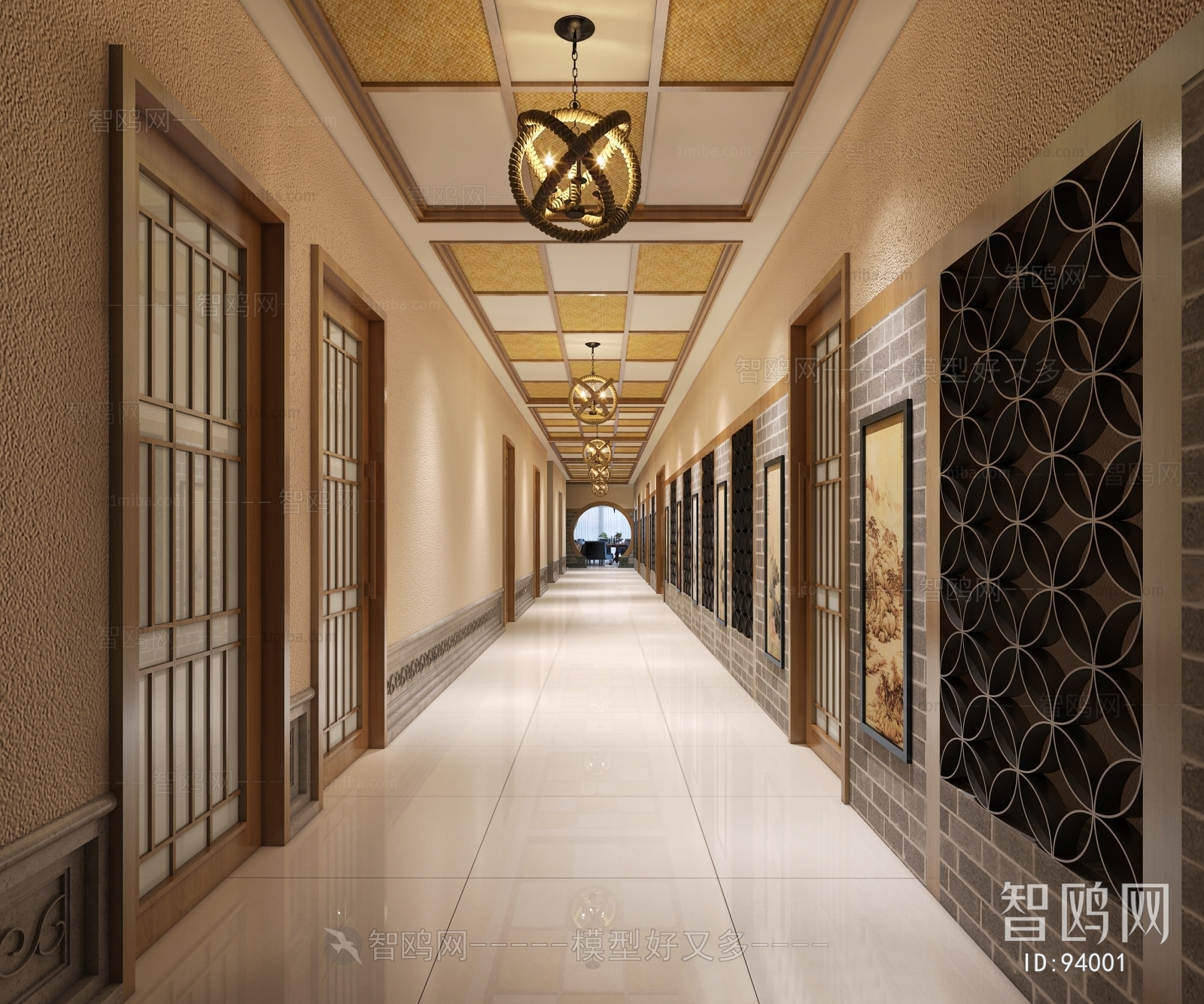 New Chinese Style Corridor Elevator Hall