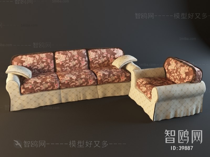 Idyllic Style Simple European Style Three-seat Sofa