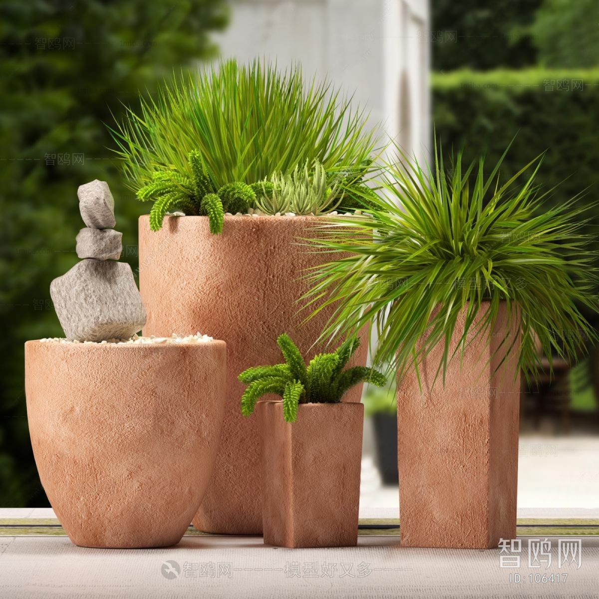 Modern Potted Green Plant