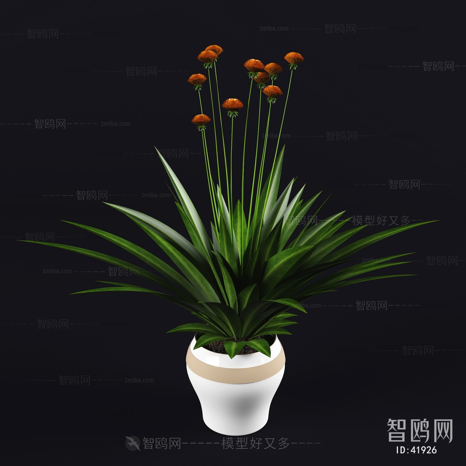 Modern Potted Green Plant