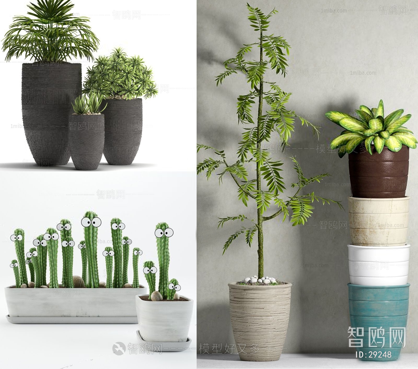 Modern Potted Green Plant