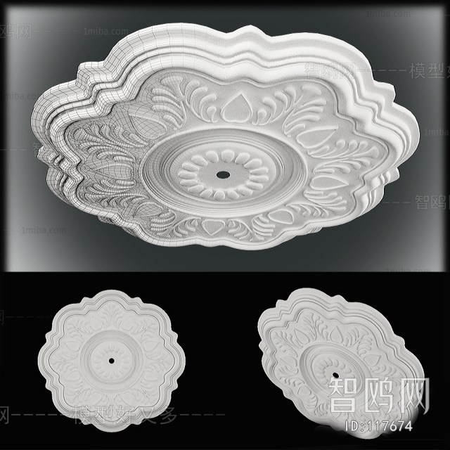 European Style Plaster Carved Top Plate